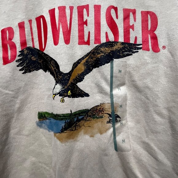 Budweiser Eagle Graphic Sweatshirt Womens Medium Taupe Crew Neck - Picture 3 of 5